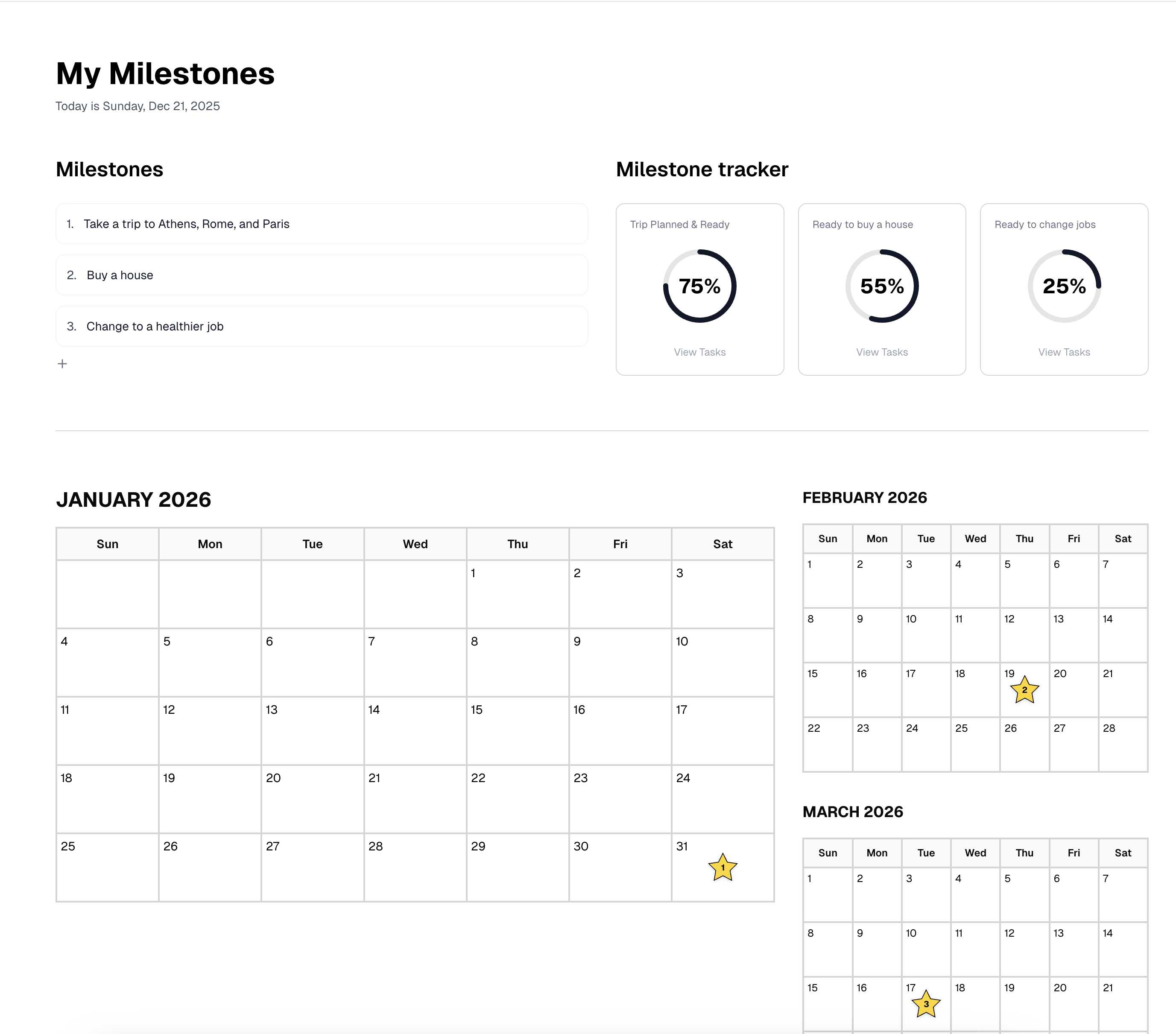 Milestone Tracker App Screenshot